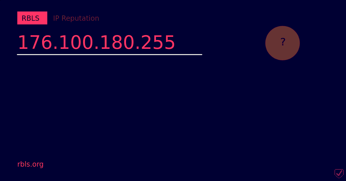 176.100.180.255 - Listed in 2 Blocklists